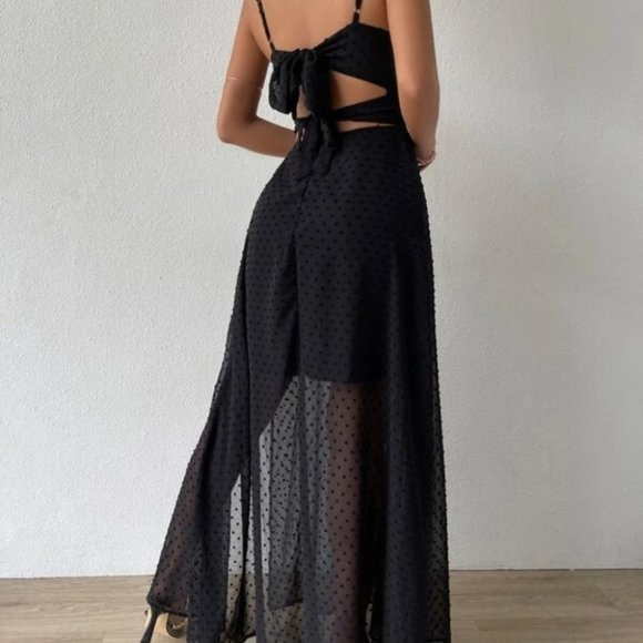 Swiss Dot Cami Maxi Dress BLACK - Picture 9 of 9